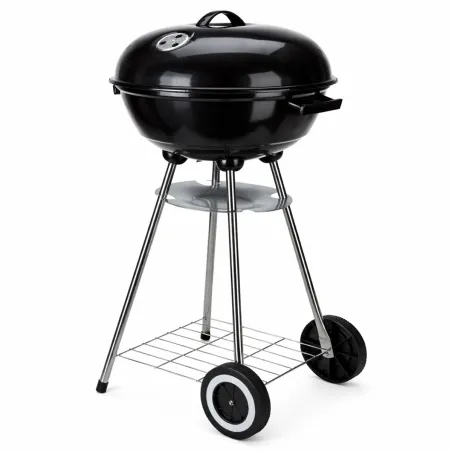 Barbecue mobile Ø46 cm avec roues - Grille chromée et bol émaillé