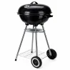 Barbecue mobile Ø46 cm avec roues - Grille chromée et bol émaillé