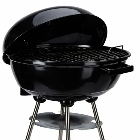 Barbecue mobile Ø46 cm avec roues - Grille chromée et bol émaillé