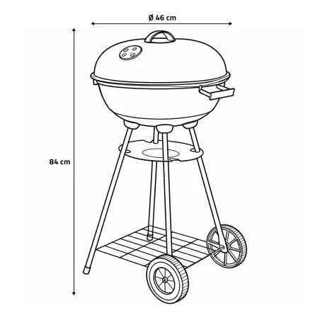 Barbecue mobile Ø46 cm avec roues - Grille chromée et bol émaillé