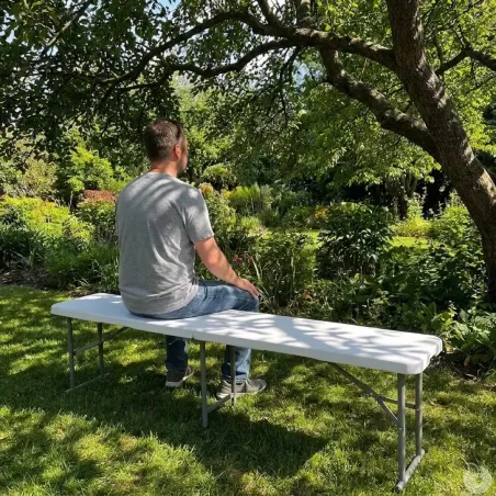 Banc de jardin pliable blanc 180 X 27 X 43 cm 3 personnes
