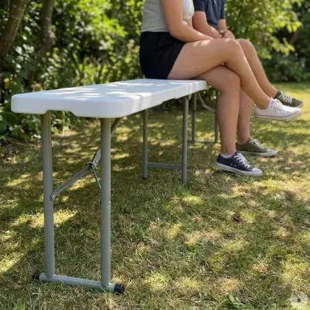 Banc de jardin pliable blanc 180 X 27 X 43 cm 3 personnes
