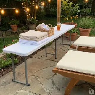 Banc de jardin pliable blanc 180 X 27 X 43 cm 3 personnes