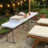 Banc de jardin pliable blanc 180 X 27 X 43 cm 3 personnes