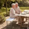 Banc de jardin pliable blanc 180 X 27 X 43 cm 3 personnes