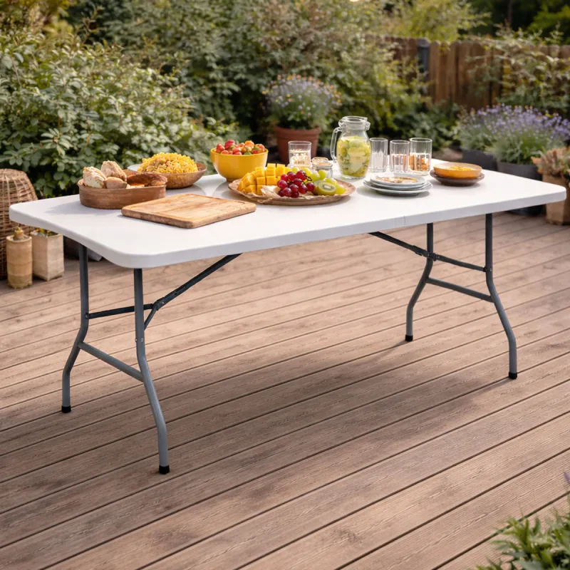 Table pliante en résine 10 couverts 180x70x74cm pieds métal