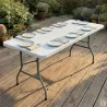 Table pliante en résine 10 couverts 180x70x74cm pieds métal
