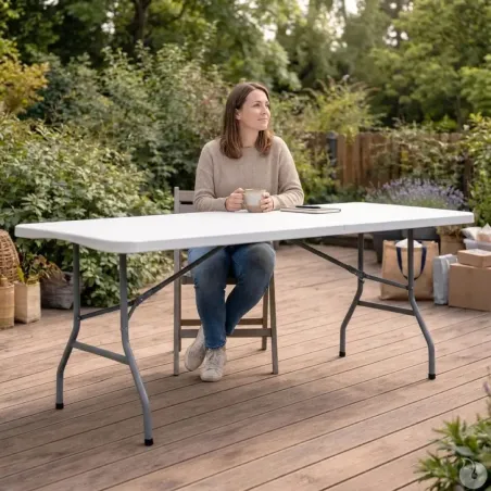 Table pliante en résine 10 couverts 180x70x74cm pieds métal