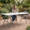 Table pliante en résine 10 couverts 180x70x74cm pieds métal
