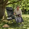 Fauteuil relax acier 176x67x110cm dossier 5 positions