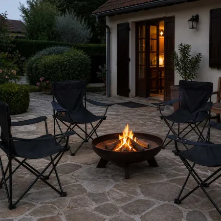 Lot de 4 Chaises Easy C2 pliable noire - Structure acier et polyester 600D