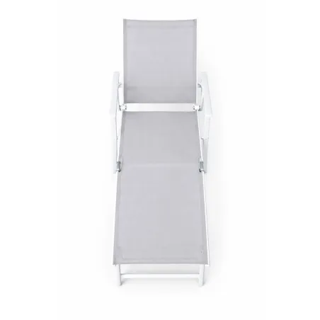 Chaise longue aluminium blanche 175x66cm en toile textilène