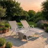 Chaise longue aluminium blanche 175x66cm en toile textilène