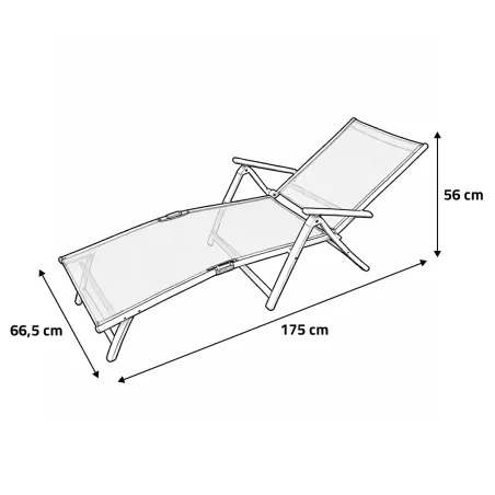 Chaise longue aluminium blanche 175x66cm en toile textilène