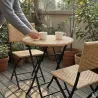 Ensemble Bistrot Table Ronde Ø61cm + 2 Chaises en Osier - Acier Noir