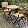 Ensemble Bistrot Table Ronde Ø61cm + 2 Chaises en Osier - Acier Noir