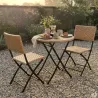 Ensemble Bistrot Table Ronde Ø61cm + 2 Chaises en Osier - Acier Noir