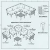 Ensemble Family - Canapé d'angle modulable 3 places + table basse en acier et polyester
