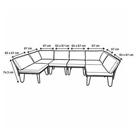 Ensemble Family - Canapé d'angle modulable 3 places + table basse en acier et polyester