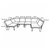 Ensemble Family - Canapé d'angle modulable 3 places + table basse en acier et polyester