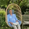 Chaise suspendue 4 pieds en acier avec coussin polyester - Design pliant et détente