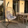 Chaise suspendue 4 pieds en acier avec coussin polyester - Design pliant et détente