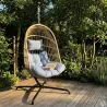 Chaise suspendue 4 pieds en acier avec coussin polyester - Design pliant et détente