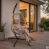Chaise suspendue 4 pieds en acier avec coussin polyester - Design pliant et détente