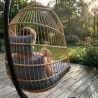 Chaise suspendue 4 pieds en acier avec coussin polyester - Design pliant et détente