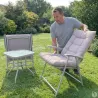 Ensemble Cosy 2 Fauteuils Pliants + Table Basse en Acier et Polyester