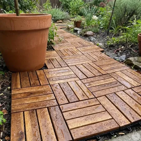 Lot de 4 Dalles terrasse bois acacia 30×30 cm