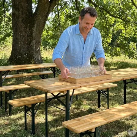 Lot de 4 set brasserie : 4 tables Extérieure en Pin Massif