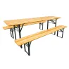 Lot de 2 Tables Extérieure en Pin Massif 177 cm avec 4 Bancs Bois / métal