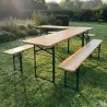 Lot de 2 Tables Extérieure en Pin Massif 177 cm avec 4 Bancs Bois / métal