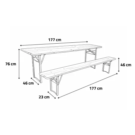 Lot de 2 Tables Extérieure en Pin Massif 177 cm avec 4 Bancs Bois / métal