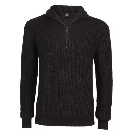 Pull Troyer Brandit® Noir Homme - Col Camionneur - Manches Longues