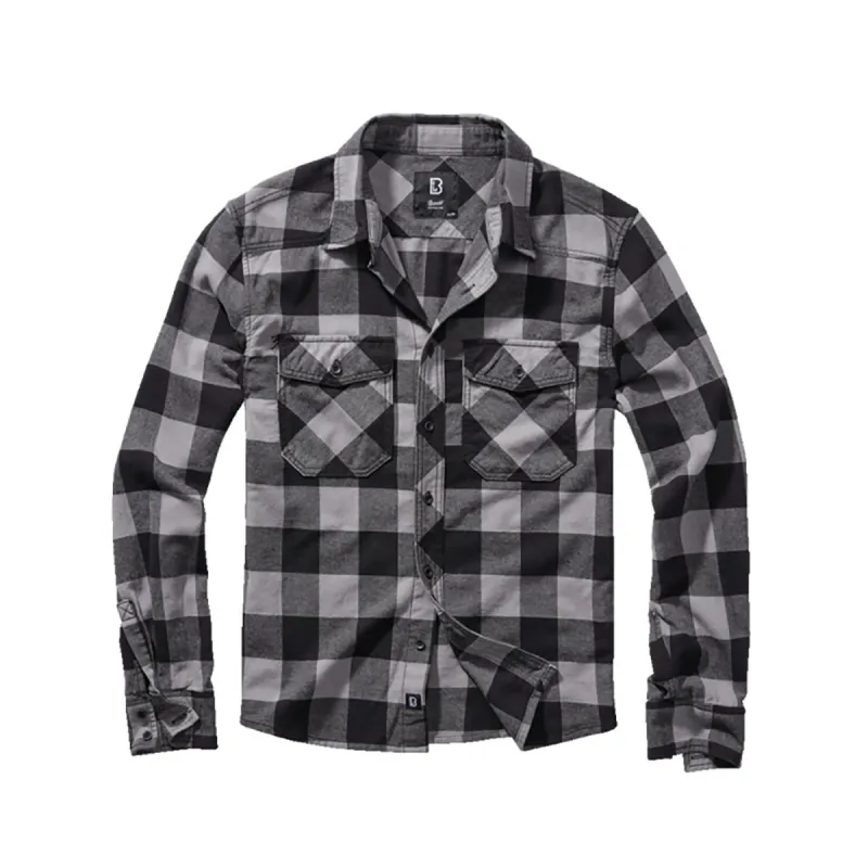 Chemise à carreaux Brandit® - Manches longues - Noir et Gris