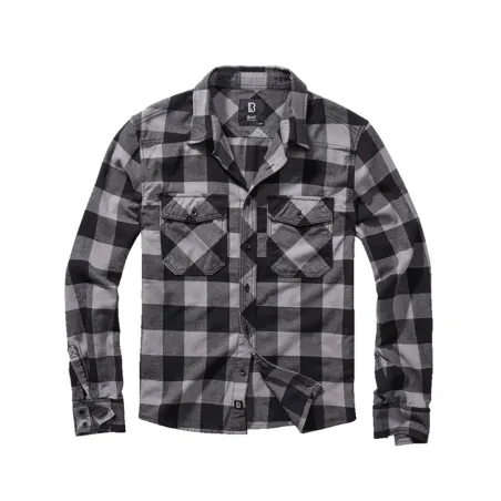 Chemise à carreaux Brandit® - Manches longues - Noir et Gris