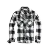 Chemise Homme à Carreaux Brandit® - Blanche et Noire - Manches Longues en Flanelle 100% Coton