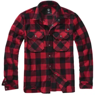 Chemise Polaire Homme Jeff Brandit® - Rouge et Noire - Manches Longues