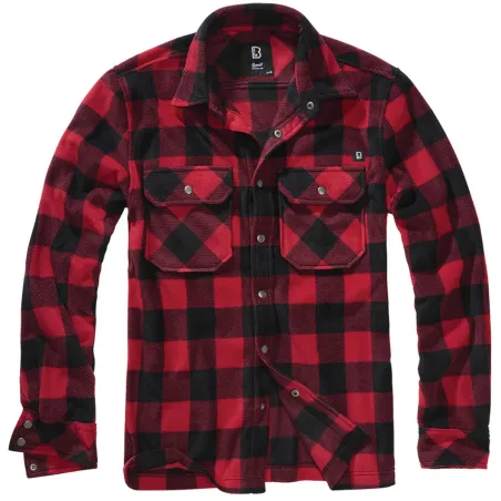 Chemise Polaire Homme Jeff Brandit® - Rouge et Noire - Manches Longues