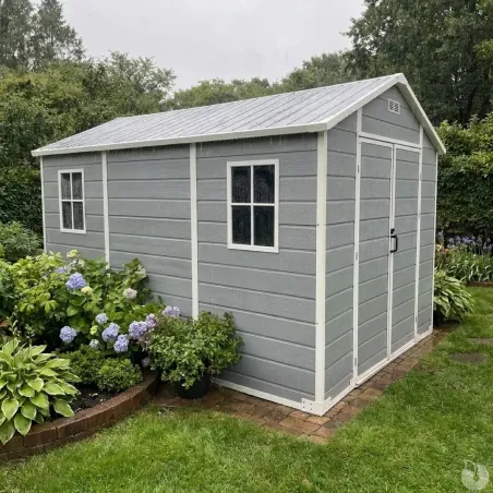 Abri de jardin Lys en plastique 240x287x230,8cm - Résistant et spacieux