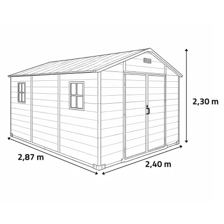 Abri de jardin Lys en plastique 240x287x230,8cm - Résistant et spacieux
