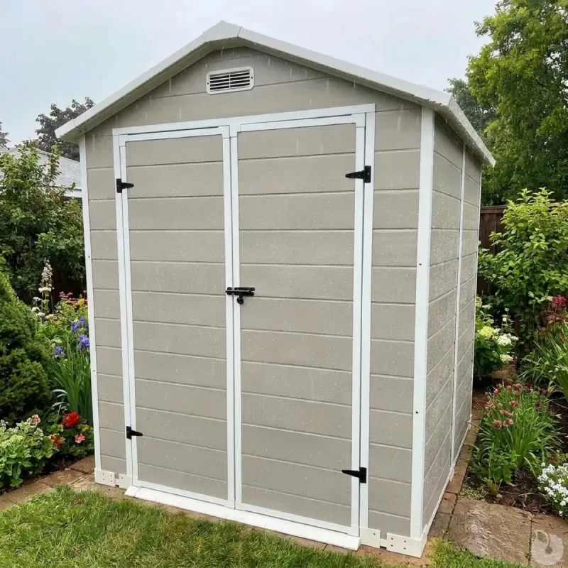 Abri de jardin Lys en plastique 172x173x212,5 cm - Panneaux 12 mm et structure aluminium