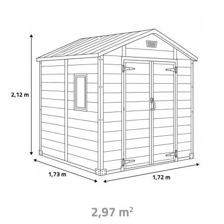 Abri de jardin Lys en plastique 172x173x212,5 cm - Panneaux 12 mm et structure aluminium