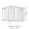 Abri de jardin en acier Argence avec carport - 2 portes coulissantes - Hauteur 160 cm