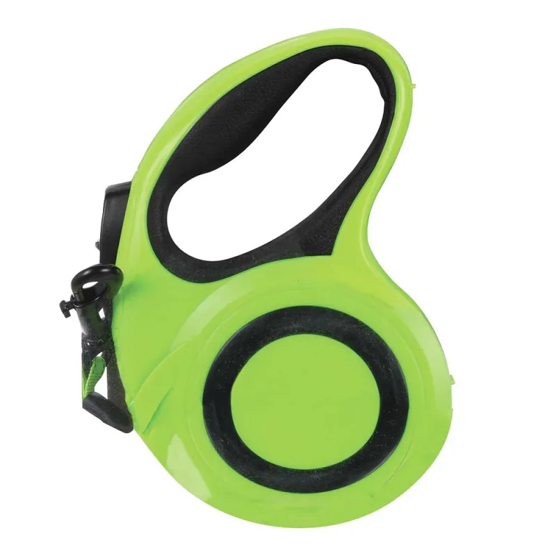 Laisse rétractable 5m sangle réfléchissante chien 40kg jaune