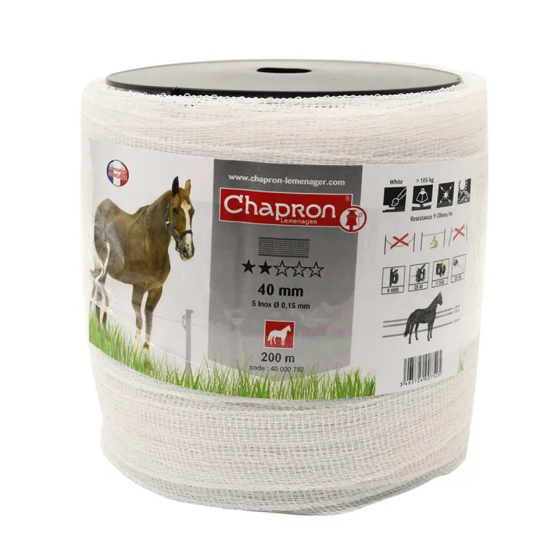 Ruban pour clôture électrique 40 mm longueur 200 m