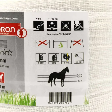 Ruban pour clôture électrique 40 mm longueur 200 m