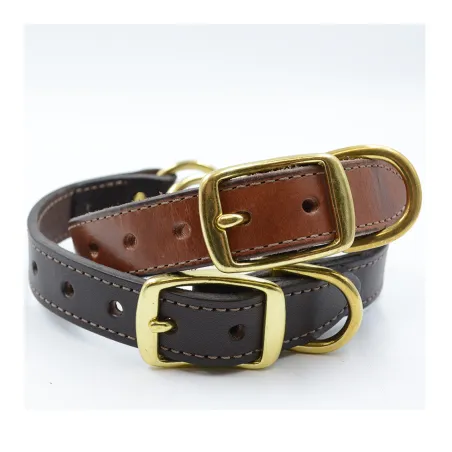 Collier à graver sur plaque laiton cuir noisette 4 tailles 